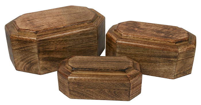 mango Wood Set Of 3 Boxes